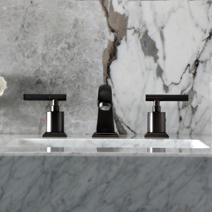 Kingston Tulare FSC4685CKL - Kaiser Two-Handle 3-Hole Deck Mount Widespread Bathroom Faucet with Pop-Up Drain, Oil Rubbed Bronze