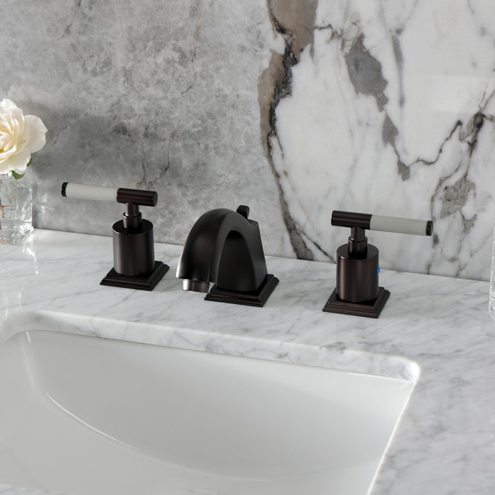 Kingston Tulare FSC4685CKL - Kaiser Two-Handle 3-Hole Deck Mount Widespread Bathroom Faucet with Pop-Up Drain, Oil Rubbed Bronze