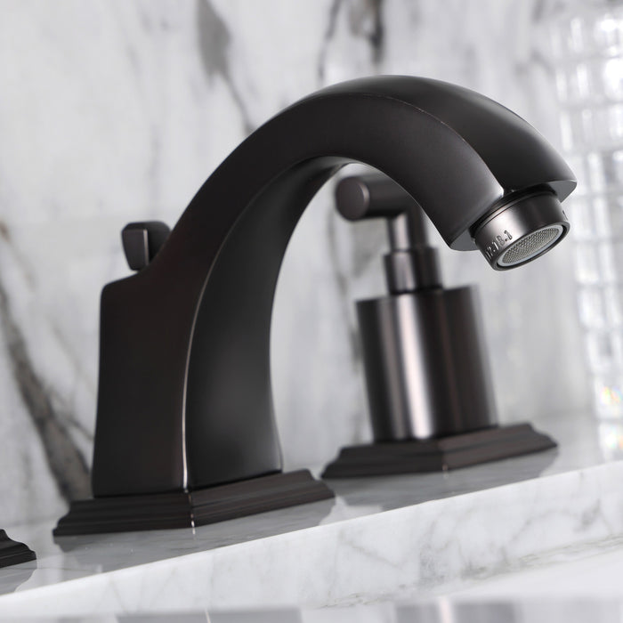 Kingston Tulare FSC4685CKL - Kaiser Two-Handle 3-Hole Deck Mount Widespread Bathroom Faucet with Pop-Up Drain, Oil Rubbed Bronze