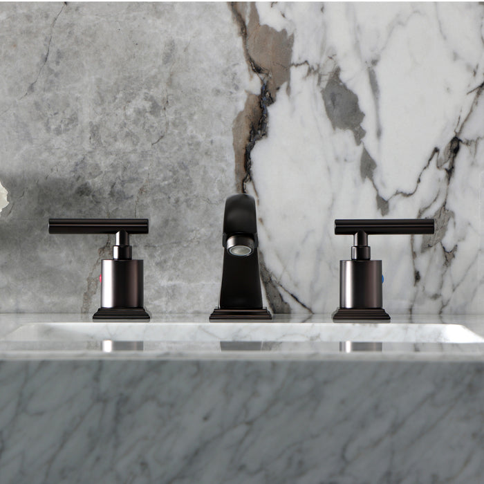 Kingston Tulare FSC4685CML - Manhattan Two-Handle 3-Hole Deck Mount Widespread Bathroom Faucet with Pop-Up Drain, Oil Rubbed Bronze