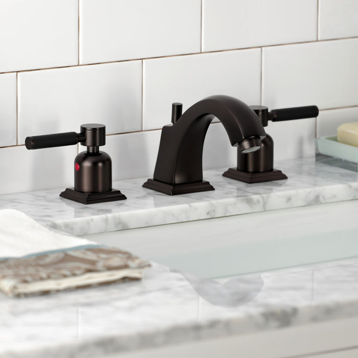 Kingston Tulare FSC4685DKL - Kaiser Two-Handle 3-Hole Deck Mount Widespread Bathroom Faucet with Pop-Up Drain, Oil Rubbed Bronze