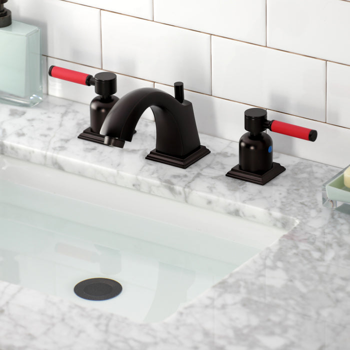 Kingston Tulare FSC4685DKL - Kaiser Two-Handle 3-Hole Deck Mount Widespread Bathroom Faucet with Pop-Up Drain, Oil Rubbed Bronze