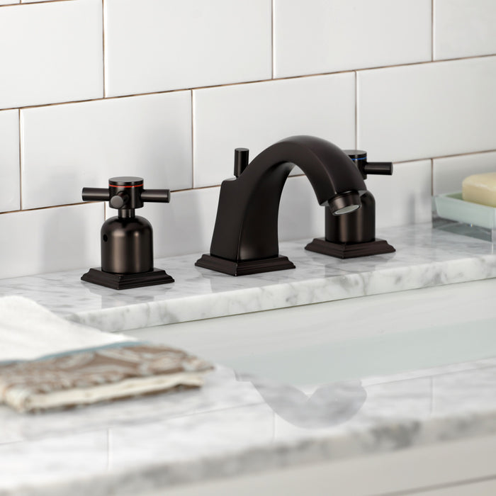 Kingston Tulare FSC4685DX - Concord Two-Handle 3-Hole Deck Mount Widespread Bathroom Faucet with Pop-Up Drain, Oil Rubbed Bronze