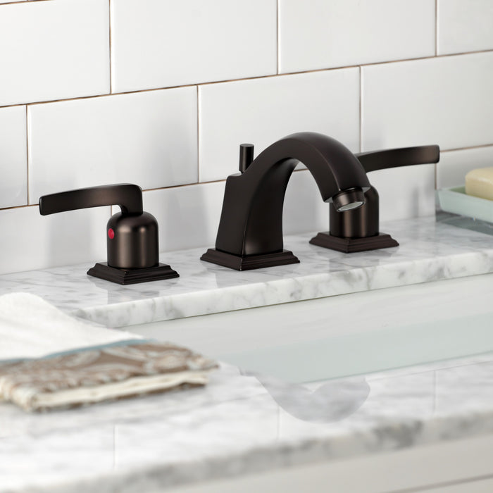 Kingston Tulare FSC4685EFL - Centurion Two-Handle 3-Hole Deck Mount Widespread Bathroom Faucet with Pop-Up Drain, Oil Rubbed Bronze