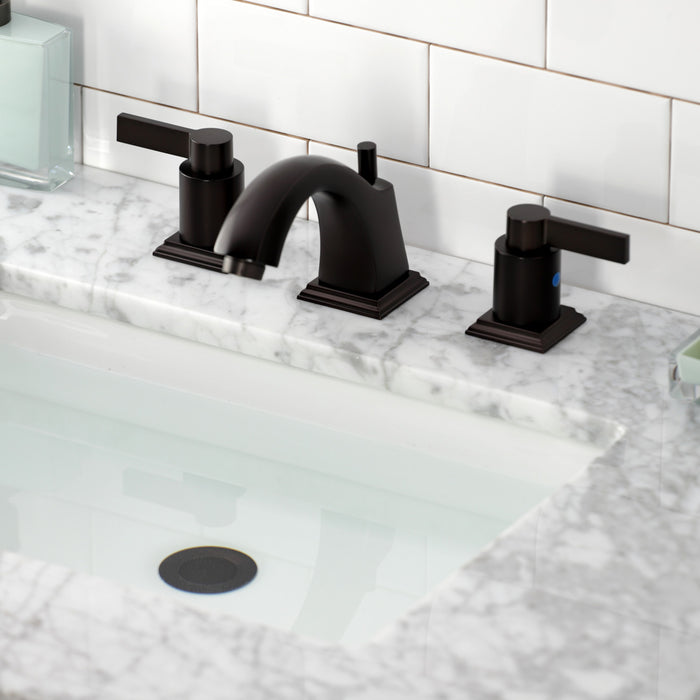 Kingston Tulare FSC4685NDL - NuvoFusion Two-Handle 3-Hole Deck Mount Widespread Bathroom Faucet with Pop-Up Drain, Oil Rubbed Bronze