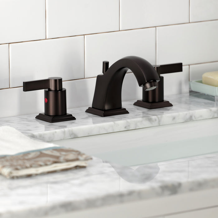 Kingston Tulare FSC4685NDL - NuvoFusion Two-Handle 3-Hole Deck Mount Widespread Bathroom Faucet with Pop-Up Drain, Oil Rubbed Bronze