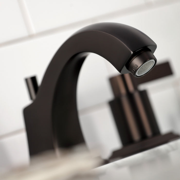 Kingston Tulare FSC4685NDL - NuvoFusion Two-Handle 3-Hole Deck Mount Widespread Bathroom Faucet with Pop-Up Drain, Oil Rubbed Bronze