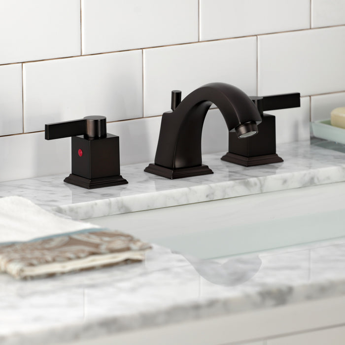 Kingston Meridian FSC4685NQL Two-Handle 3-Hole Deck Mount Widespread Bathroom Faucet with Pop-Up Drain, Oil Rubbed Bronze