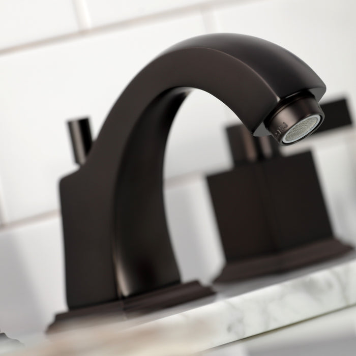 Kingston Meridian FSC4685NQL Two-Handle 3-Hole Deck Mount Widespread Bathroom Faucet with Pop-Up Drain, Oil Rubbed Bronze