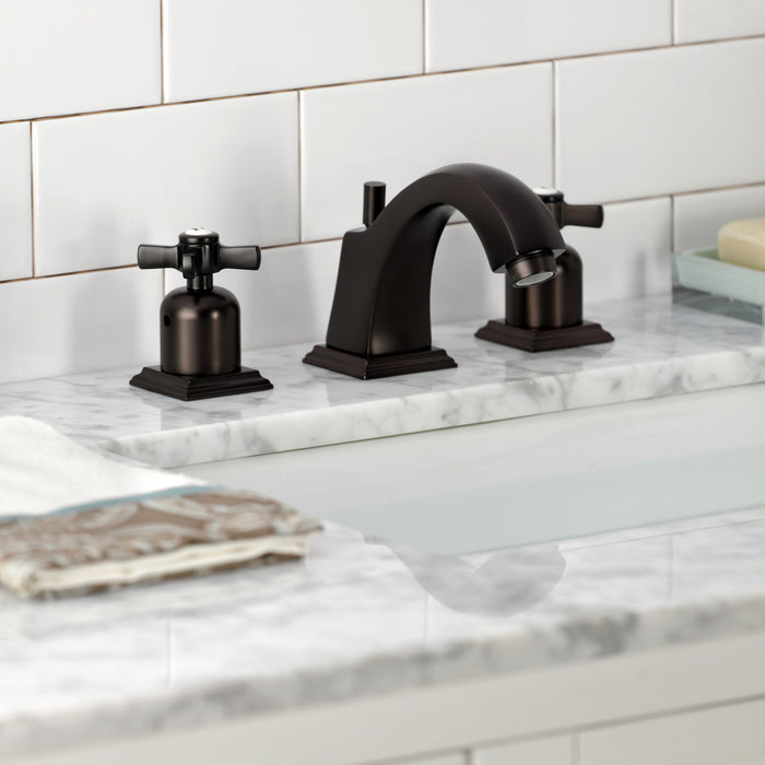 Kingston Tulare FSC4685ZX - Millennium Two-Handle 3-Hole Deck Mount Widespread Bathroom Faucet with Pop-Up Drain, Oil Rubbed Bronze