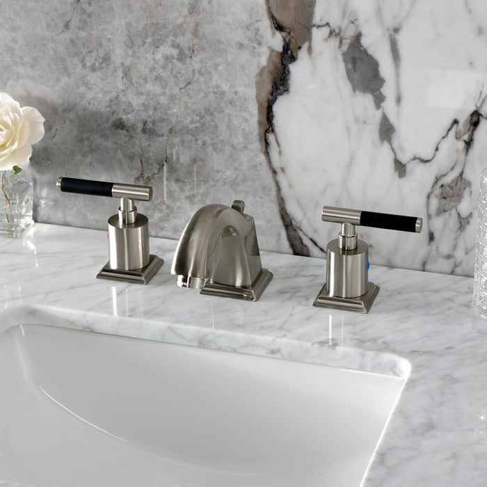 Kingston Tulare FSC4688CKL - Kaiser Two-Handle 3-Hole Deck Mount Widespread Bathroom Faucet with Pop-Up Drain, Brushed Nickel