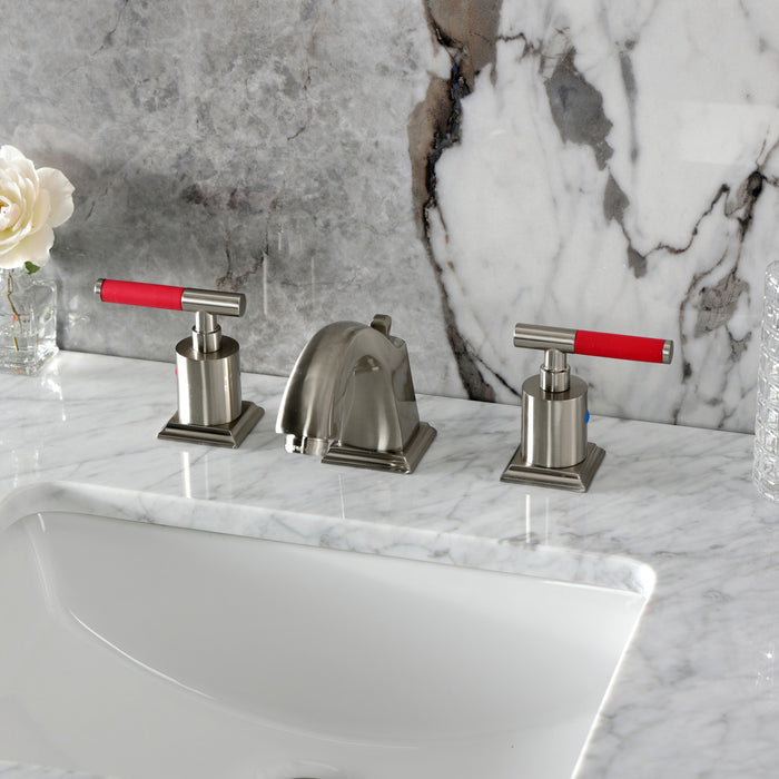 Kingston Tulare FSC4688CKL - Kaiser Two-Handle 3-Hole Deck Mount Widespread Bathroom Faucet with Pop-Up Drain, Brushed Nickel