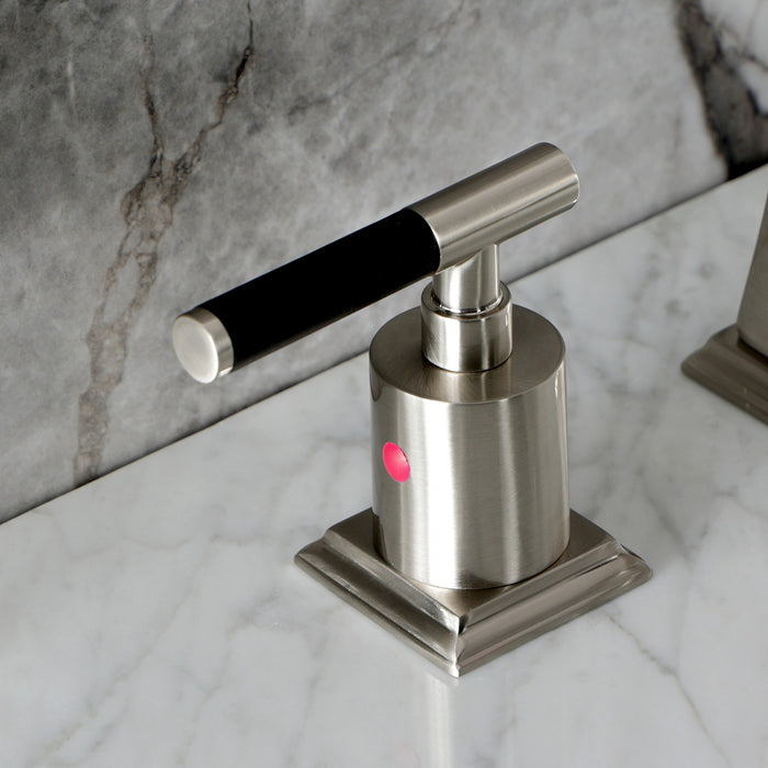 Kingston Tulare FSC4688CKL - Kaiser Two-Handle 3-Hole Deck Mount Widespread Bathroom Faucet with Pop-Up Drain, Brushed Nickel