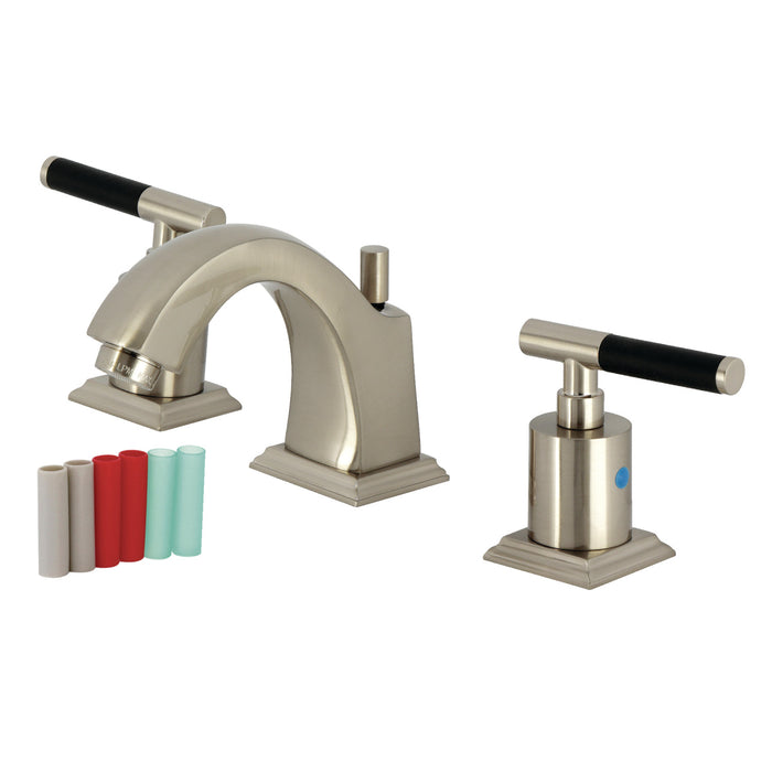 Kingston Tulare FSC4688CKL - Kaiser Two-Handle 3-Hole Deck Mount Widespread Bathroom Faucet with Pop-Up Drain, Brushed Nickel
