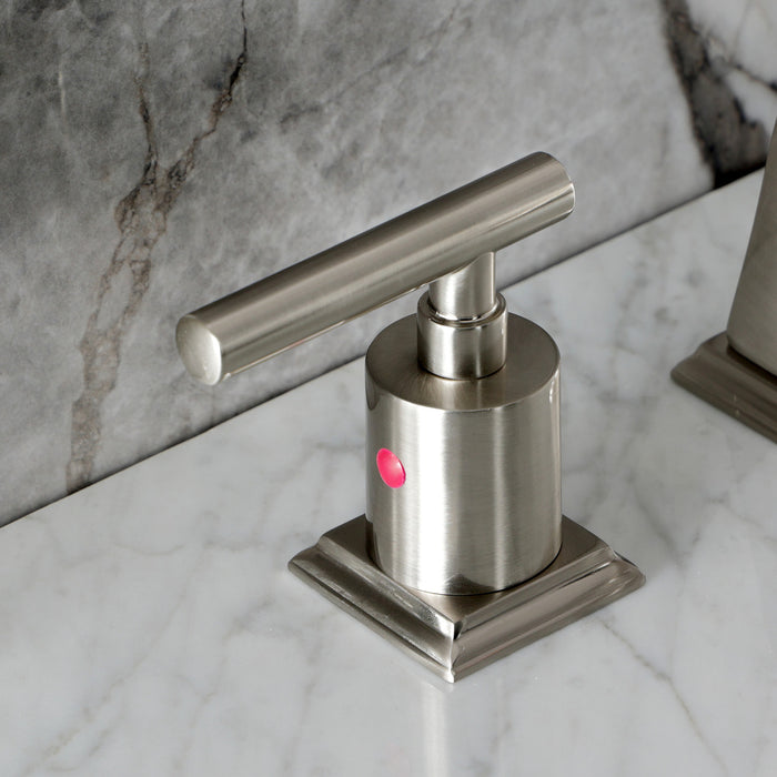 Kingston Tulare FSC4688CML - Manhattan Two-Handle 3-Hole Deck Mount Widespread Bathroom Faucet with Pop-Up Drain, Brushed Nickel