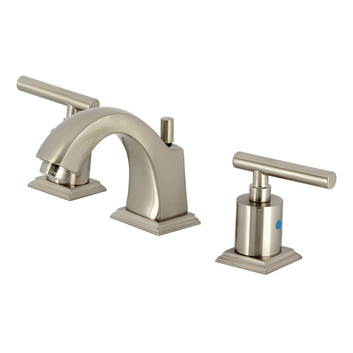 Kingston Tulare FSC4688CML - Manhattan Two-Handle 3-Hole Deck Mount Widespread Bathroom Faucet with Pop-Up Drain, Brushed Nickel