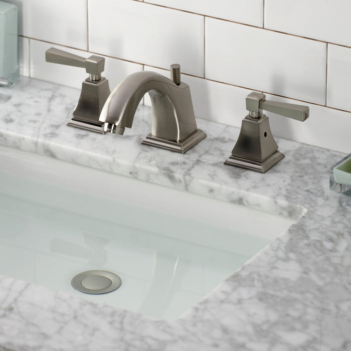 Kingston Tulare FSC4688DL - Concord Two-Handle 3-Hole Deck Mount Widespread Bathroom Faucet with Pop-Up Drain, Brushed Nickel