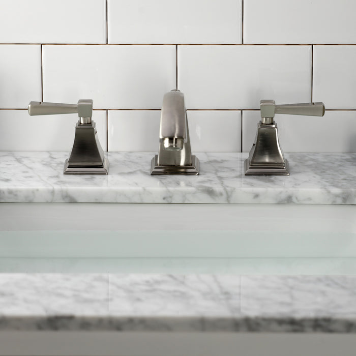 Kingston Tulare FSC4688DL - Concord Two-Handle 3-Hole Deck Mount Widespread Bathroom Faucet with Pop-Up Drain, Brushed Nickel