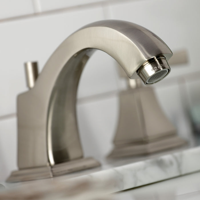 Kingston Tulare FSC4688DL - Concord Two-Handle 3-Hole Deck Mount Widespread Bathroom Faucet with Pop-Up Drain, Brushed Nickel