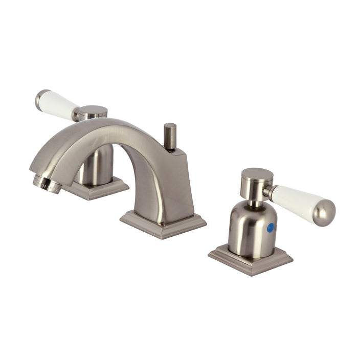 Paris FSC4688DPL Two-Handle 3-Hole Deck Mount Widespread Bathroom Faucet with Pop-Up Drain, Brushed Nickel