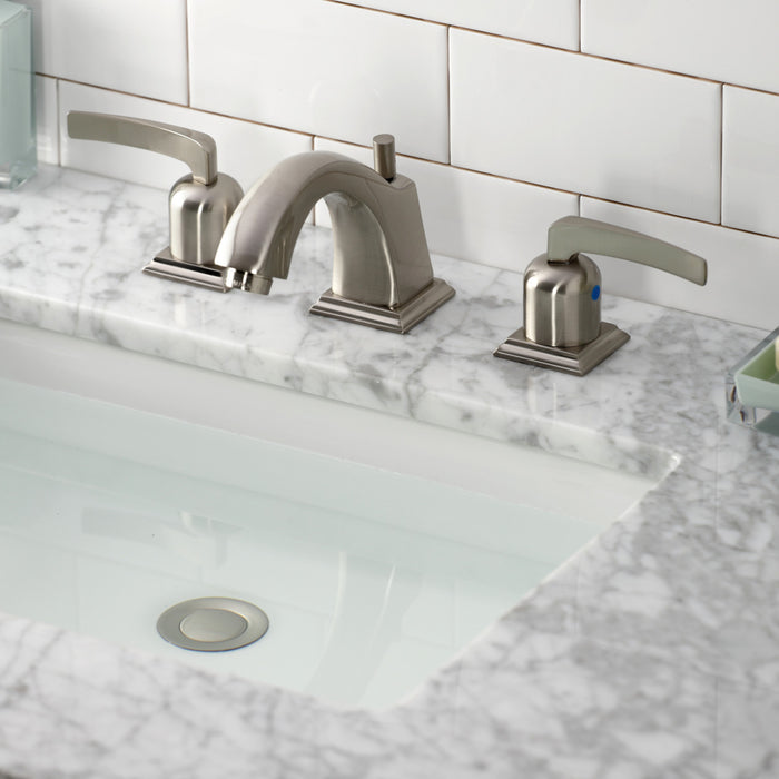 Kingston Tulare FSC4688EFL - Centurion Two-Handle 3-Hole Deck Mount Widespread Bathroom Faucet with Pop-Up Drain, Brushed Nickel
