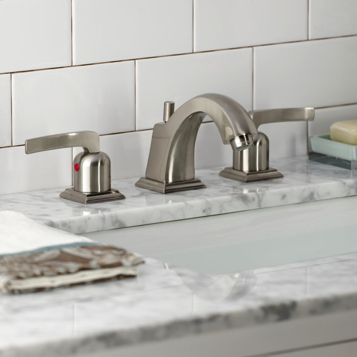 Kingston Tulare FSC4688EFL - Centurion Two-Handle 3-Hole Deck Mount Widespread Bathroom Faucet with Pop-Up Drain, Brushed Nickel