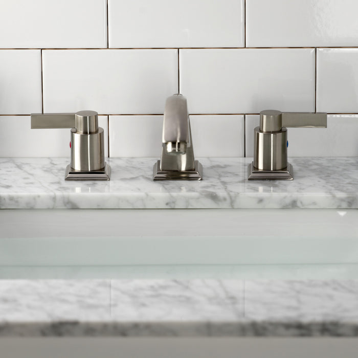 Kingston Tulare FSC4688NDL - NuvoFusion Two-Handle 3-Hole Deck Mount Widespread Bathroom Faucet with Pop-Up Drain, Brushed Nickel