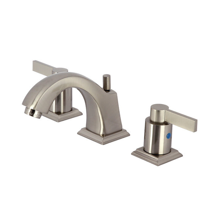 Kingston Tulare FSC4688NDL - NuvoFusion Two-Handle 3-Hole Deck Mount Widespread Bathroom Faucet with Pop-Up Drain, Brushed Nickel