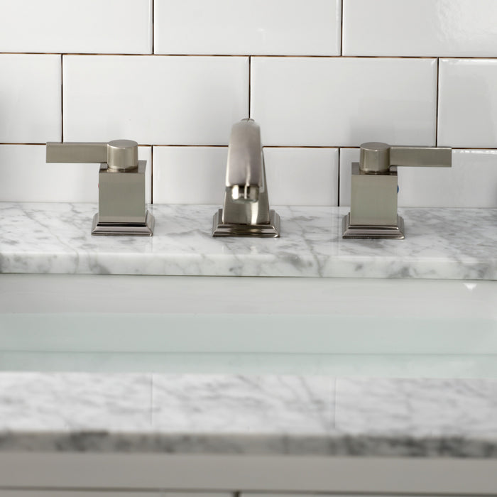 Kingston Meridian FSC4688NQL Two-Handle 3-Hole Deck Mount Widespread Bathroom Faucet with Pop-Up Drain, Brushed Nickel