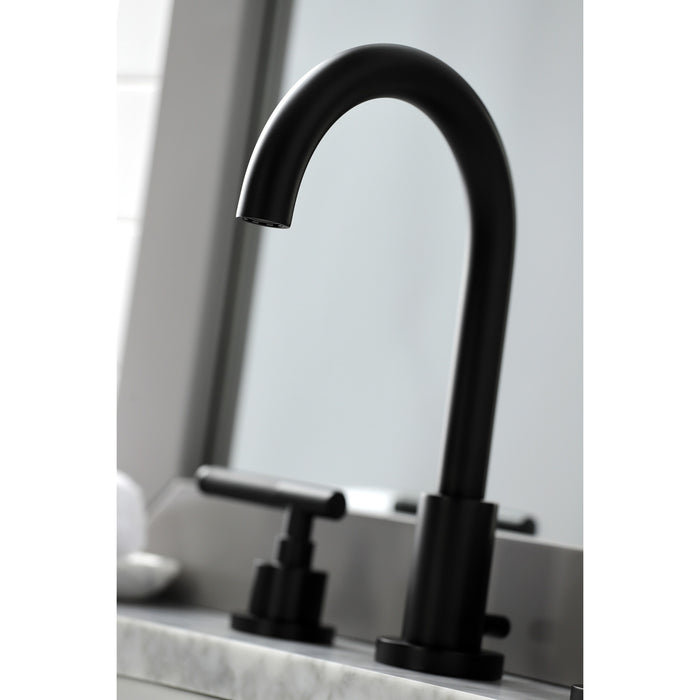 Kaiser FSC8920CKL Two-Handle 3-Hole Deck Mount Widespread Bathroom Faucet with Brass Pop-Up, Matte Black