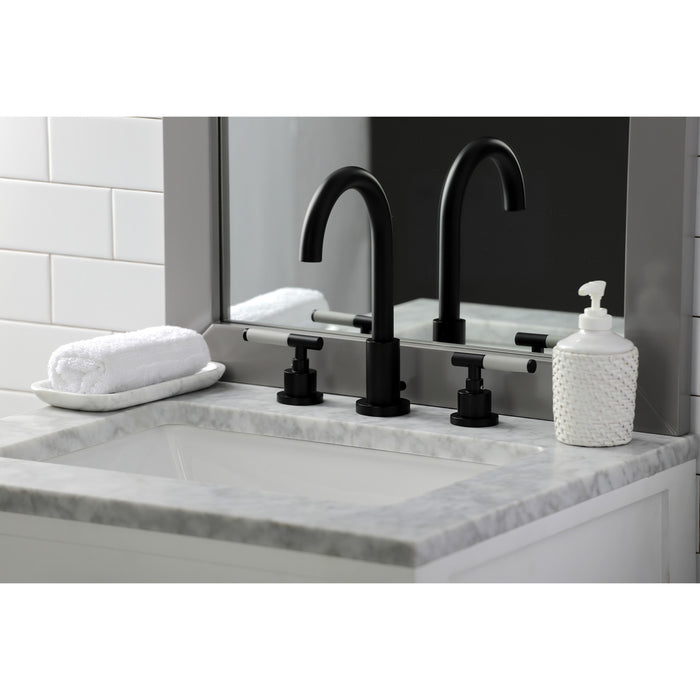 Kaiser FSC8920CKL Two-Handle 3-Hole Deck Mount Widespread Bathroom Faucet with Brass Pop-Up, Matte Black