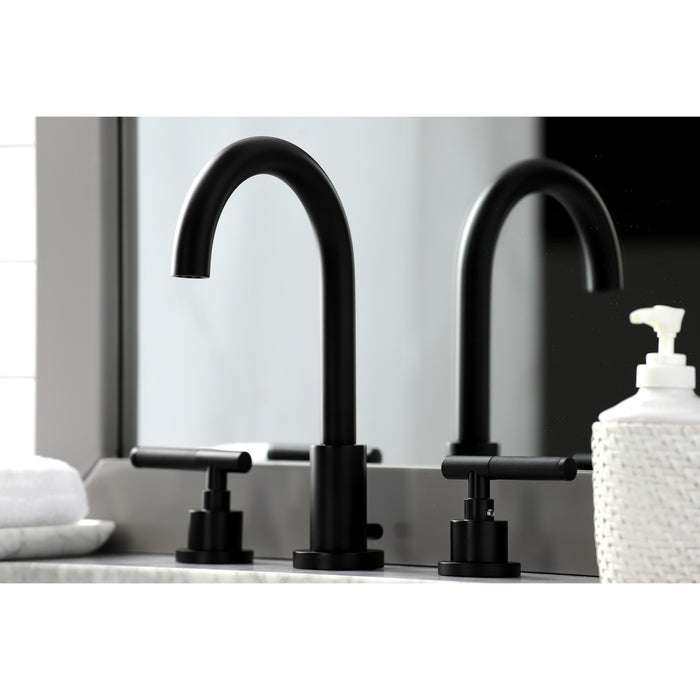 Kaiser FSC8920CKL Two-Handle 3-Hole Deck Mount Widespread Bathroom Faucet with Brass Pop-Up, Matte Black