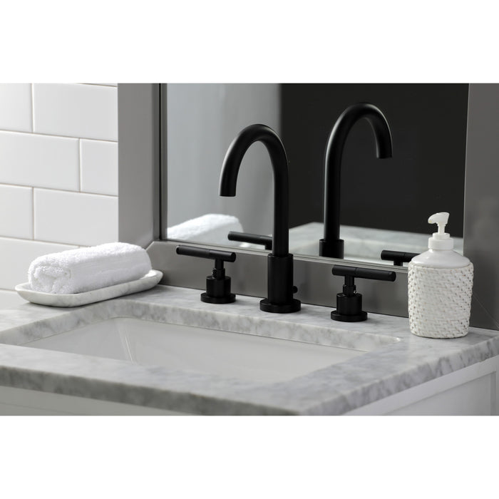 Kaiser FSC8920CKL Two-Handle 3-Hole Deck Mount Widespread Bathroom Faucet with Brass Pop-Up, Matte Black