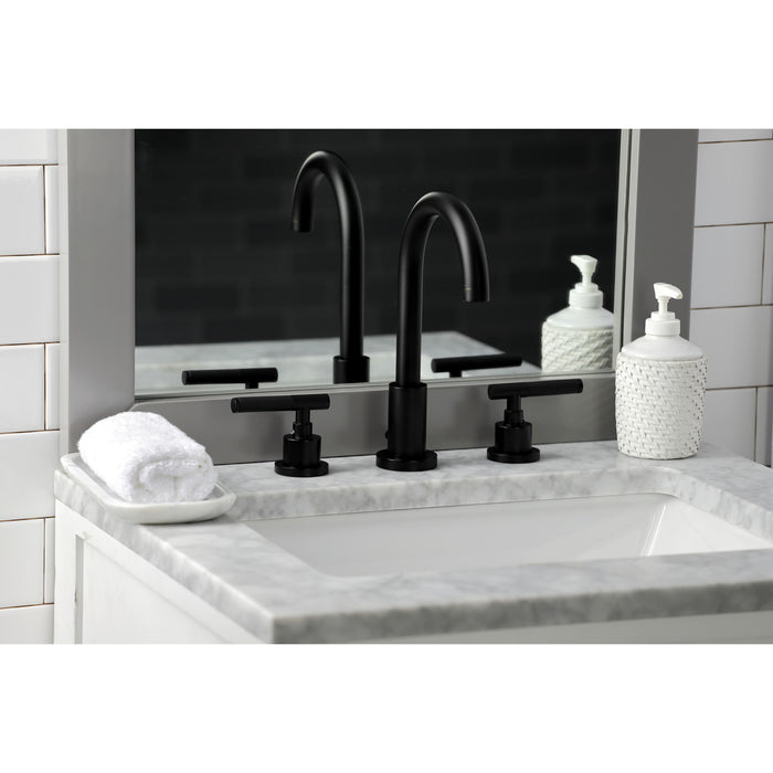 Kaiser FSC8920CKL Two-Handle 3-Hole Deck Mount Widespread Bathroom Faucet with Brass Pop-Up, Matte Black
