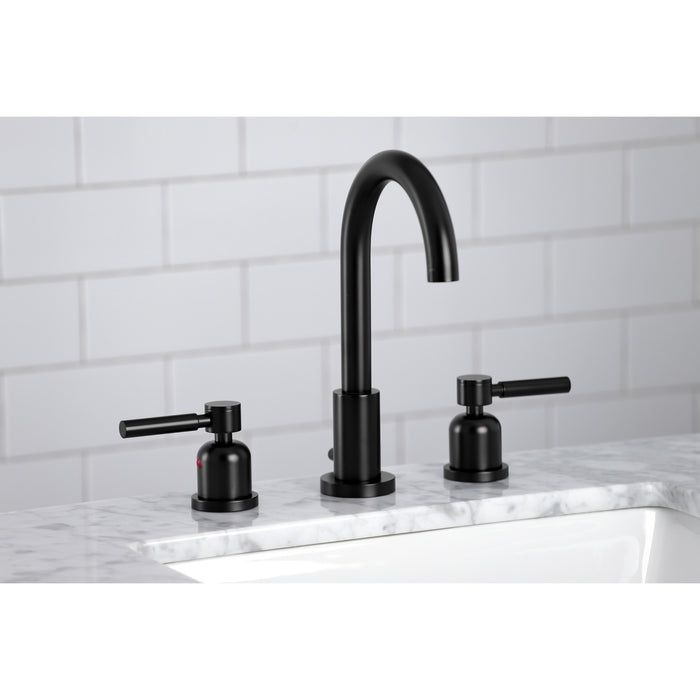 Kingston Sona FSC8920DL - Concord Two-Handle 3-Hole Deck Mount Widespread Bathroom Faucet with Brass Pop-Up, Matte Black
