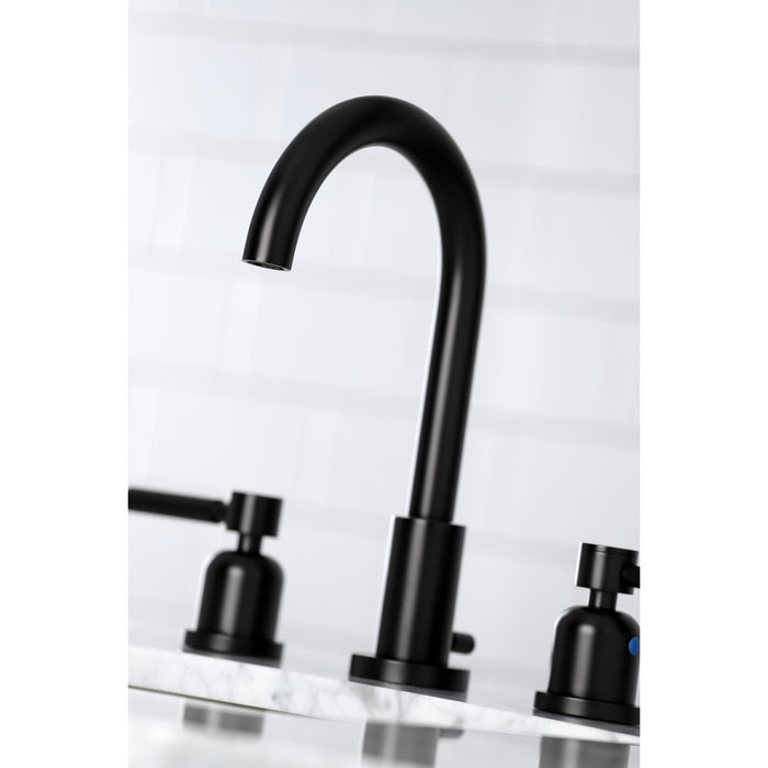 Kingston Sona FSC8920DL - Concord Two-Handle 3-Hole Deck Mount Widespread Bathroom Faucet with Brass Pop-Up, Matte Black
