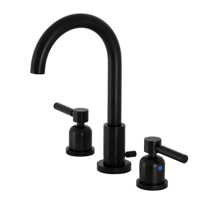 Kingston Sona FSC8920DL - Concord Two-Handle 3-Hole Deck Mount Widespread Bathroom Faucet with Brass Pop-Up, Matte Black