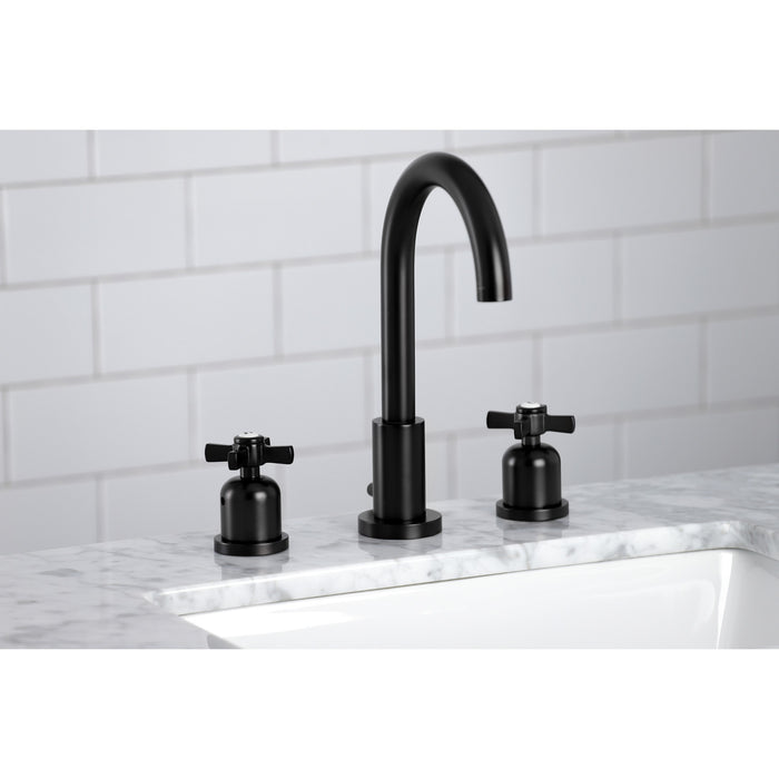 Kingston Sona FSC8920ZX - Millennium Two-Handle 3-Hole Deck Mount Widespread Bathroom Faucet with Brass Pop-Up, Matte Black