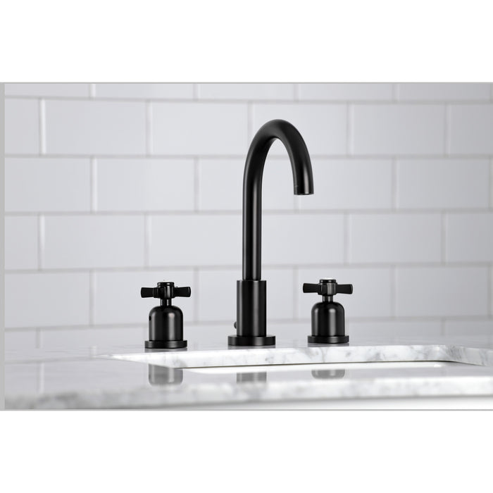 Kingston Sona FSC8920ZX - Millennium Two-Handle 3-Hole Deck Mount Widespread Bathroom Faucet with Brass Pop-Up, Matte Black