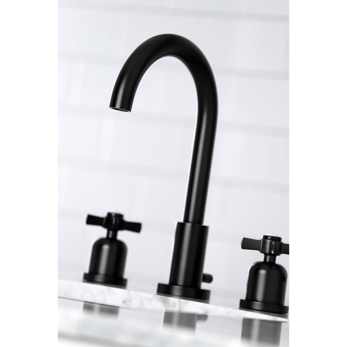 Kingston Sona FSC8920ZX - Millennium Two-Handle 3-Hole Deck Mount Widespread Bathroom Faucet with Brass Pop-Up, Matte Black