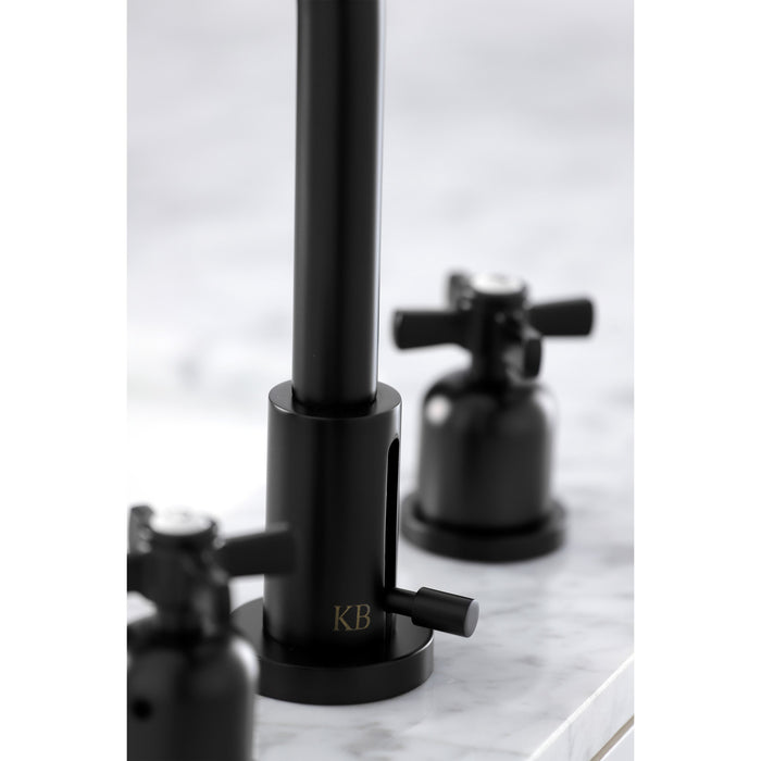 Kingston Sona FSC8920ZX - Millennium Two-Handle 3-Hole Deck Mount Widespread Bathroom Faucet with Brass Pop-Up, Matte Black