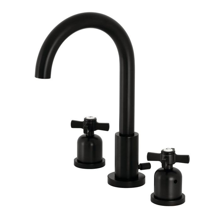 Kingston Sona FSC8920ZX - Millennium Two-Handle 3-Hole Deck Mount Widespread Bathroom Faucet with Brass Pop-Up, Matte Black
