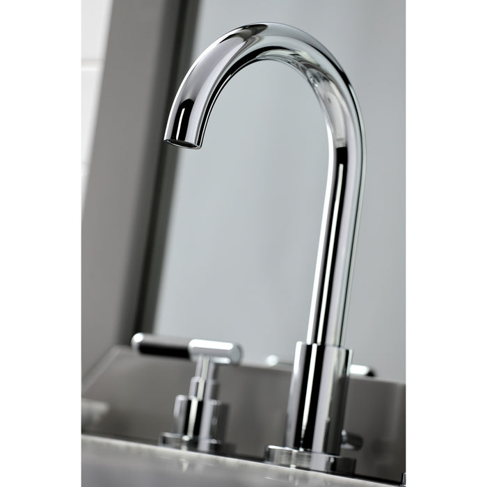 Kingston Sona FSC8921CKL - Kaiser Two-Handle 3-Hole Deck Mount Widespread Bathroom Faucet with Brass Pop-Up, Polished Chrome