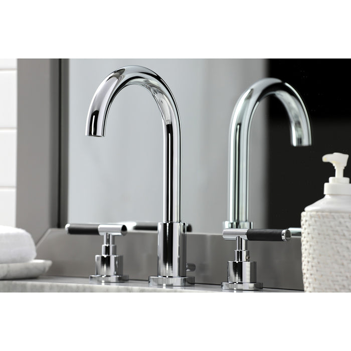 Kingston Sona FSC8921CKL - Kaiser Two-Handle 3-Hole Deck Mount Widespread Bathroom Faucet with Brass Pop-Up, Polished Chrome