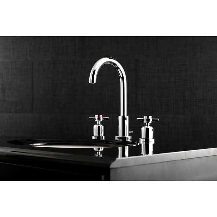 Kingston Sona FSC8921DX - Concord Two-Handle 3-Hole Deck Mount Widespread Bathroom Faucet with Brass Pop-Up, Polished Chrome