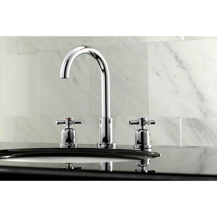 Kingston Sona FSC8921DX - Concord Two-Handle 3-Hole Deck Mount Widespread Bathroom Faucet with Brass Pop-Up, Polished Chrome