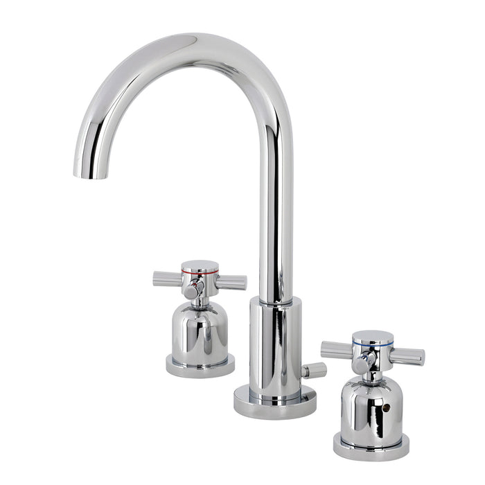 Kingston Sona FSC8921DX - Concord Two-Handle 3-Hole Deck Mount Widespread Bathroom Faucet with Brass Pop-Up, Polished Chrome