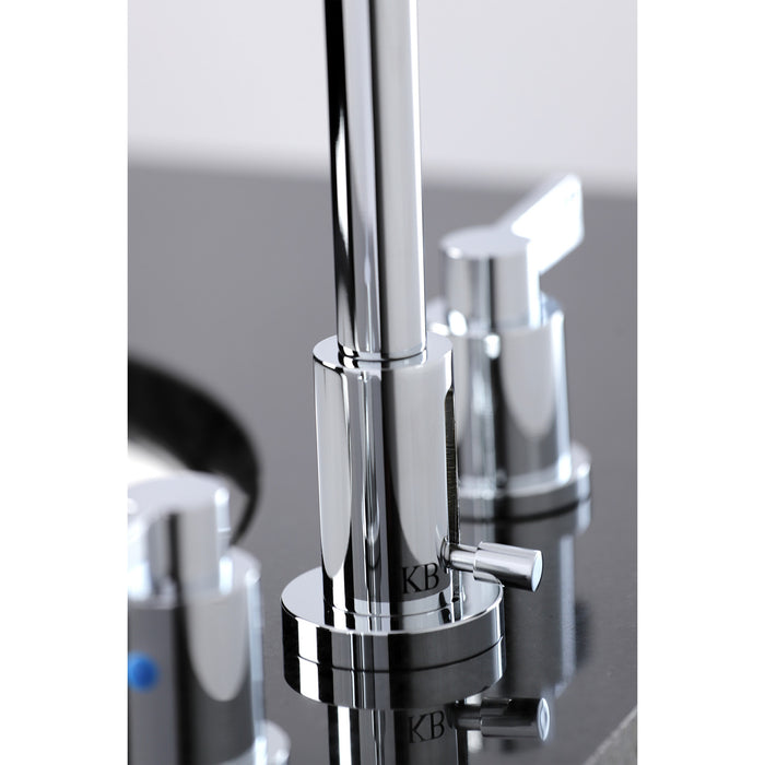 Kingston Sona FSC8921NDL - NuvoFusion Two-Handle 3-Hole Deck Mount Widespread Bathroom Faucet with Brass Pop-Up, Polished Chrome