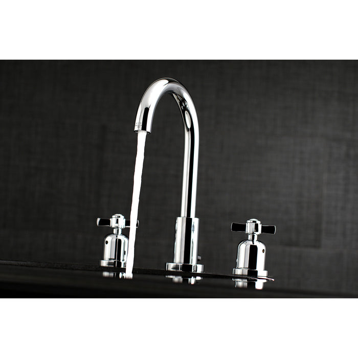 Kingston Sona FSC8921ZX - Millennium Two-Handle 3-Hole Deck Mount Widespread Bathroom Faucet with Brass Pop-Up, Polished Chrome