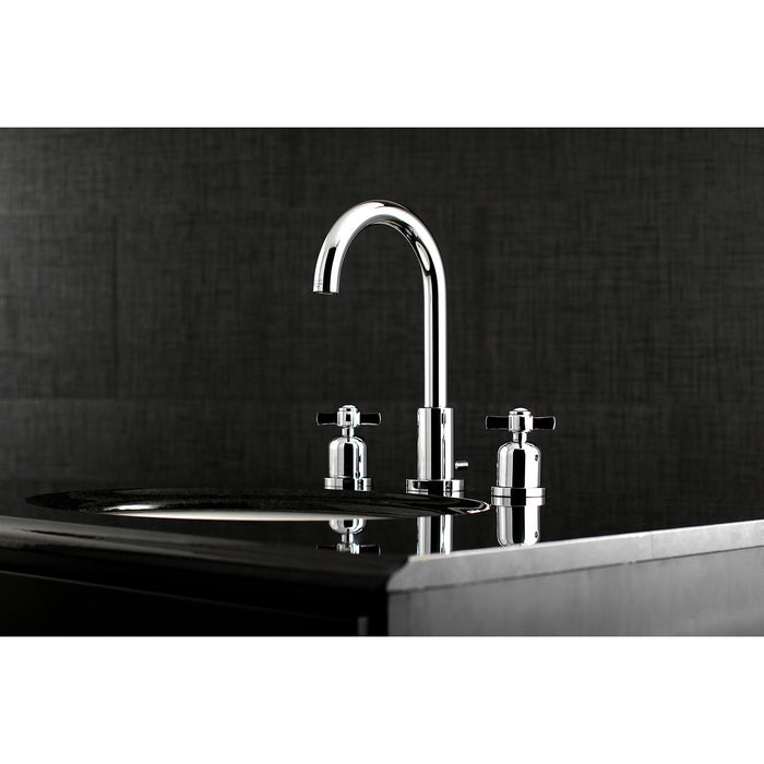 Kingston Sona FSC8921ZX - Millennium Two-Handle 3-Hole Deck Mount Widespread Bathroom Faucet with Brass Pop-Up, Polished Chrome